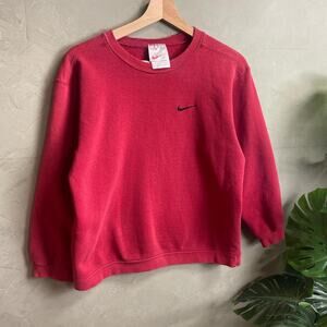90s Nike White Tag Heavyweight Red Crewneck Vintage Youth M